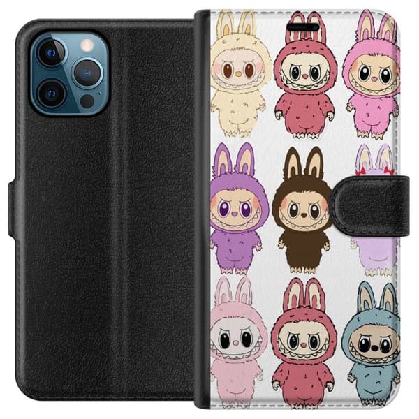 Apple iPhone 12 Pro Max Lommeboketui Labubu Pink Monster - Popkunst med Kawaii-touch