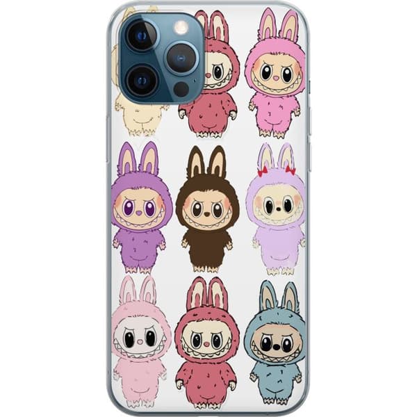 Apple iPhone 12 Pro Gennemsigtig cover Labubu Pink Monster - Popkunst med Kawaii-touch