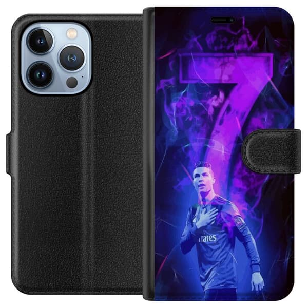 Apple iPhone 13 Pro Lompakkokotelo Ronaldo 7 - Jalkapallolegenda Toiminnassa Fanien Puolesta
