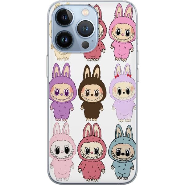 Apple iPhone 13 Pro Läpinäkyvä kuori Labubu Pink Monster - Popkulttuuri Kawaii-kosketuksella