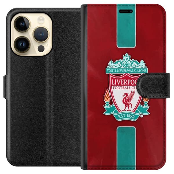 Apple iPhone 14 Pro Tegnebogsetui Liverpool FC - Klassisk Fodboldstolthed i Rødt