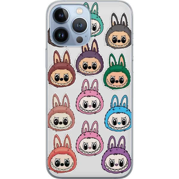 Apple iPhone 13 Pro Max Gjennomsiktig deksel Labubu Macaron Monster - Søt Samlefigur med Stil
