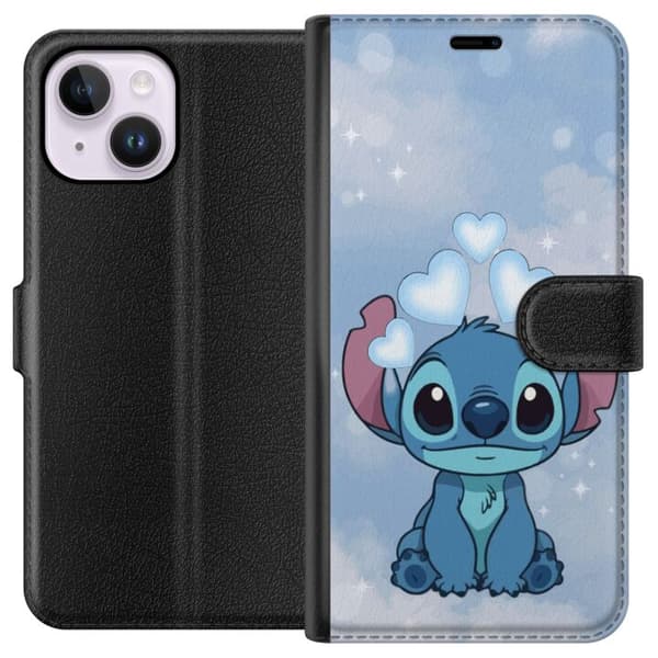 Apple iPhone 14 Plus Tegnebogsetui Stitch Hoppende Glæde - Sjovt Design til Gave