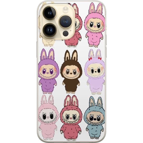 Apple iPhone 14 Pro Max Gjennomsiktig deksel Labubu Pink Monster - Popkunst med Kawaii-touch