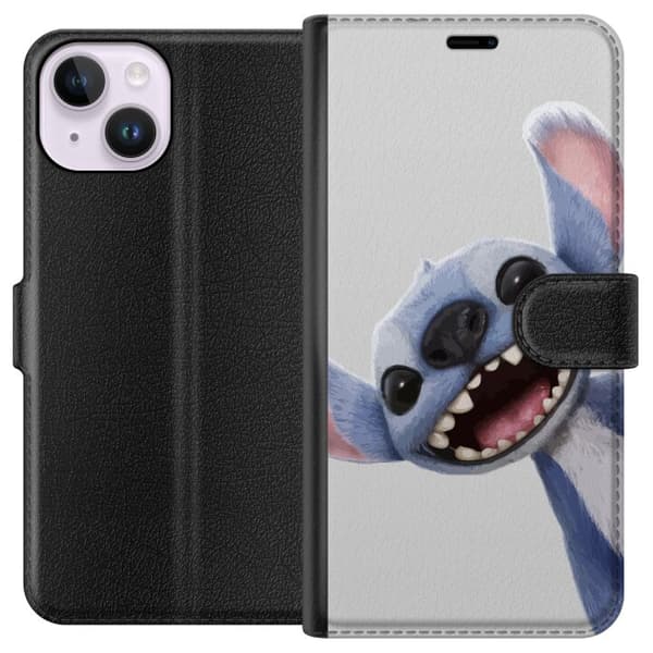 Apple iPhone 15 Tegnebogsetui Stitch i fart - Kawaii-design til fans & børn