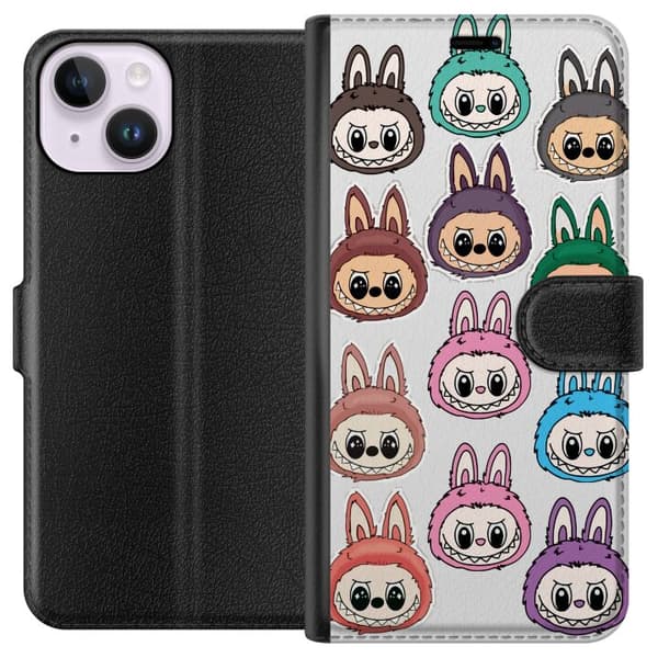 Apple iPhone 15 Lompakkokotelo Labubu Macaron Monster - Söpö Keräilyfiguuri Tyylillä