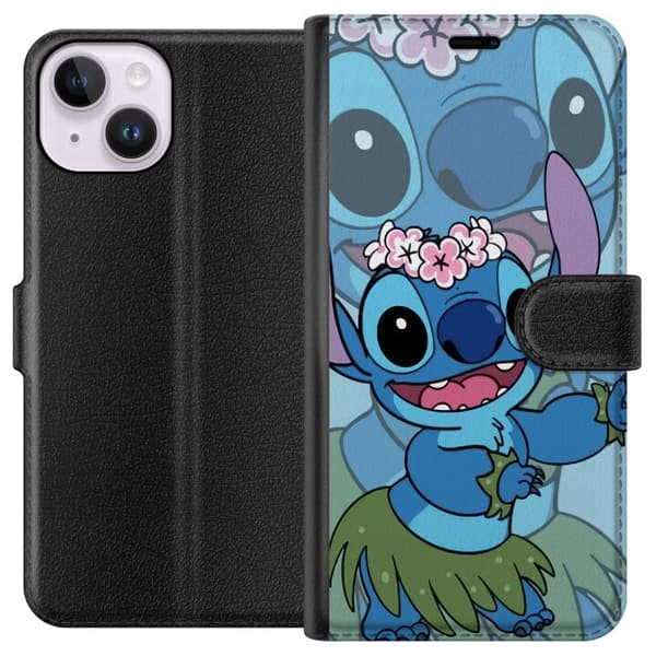 Apple iPhone 15 Lommeboketui Stitch under stjernene - Magisk Anime-stil