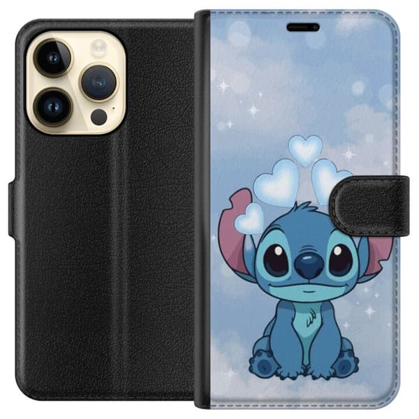 Apple iPhone 15 Pro Plånboksfodral Stitch Hoppande Glädje – Rolig Design för Present