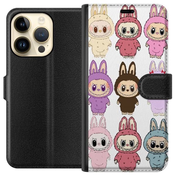 Apple iPhone 15 Pro Lompakkokotelo Labubu Pink Monster - Popkulttuuri Kawaii-kosketuksella