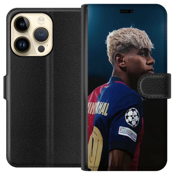 Apple iPhone 15 Pro Lommeboketui Lamine Yamal - Barcelonas Wonderkid i Fokus