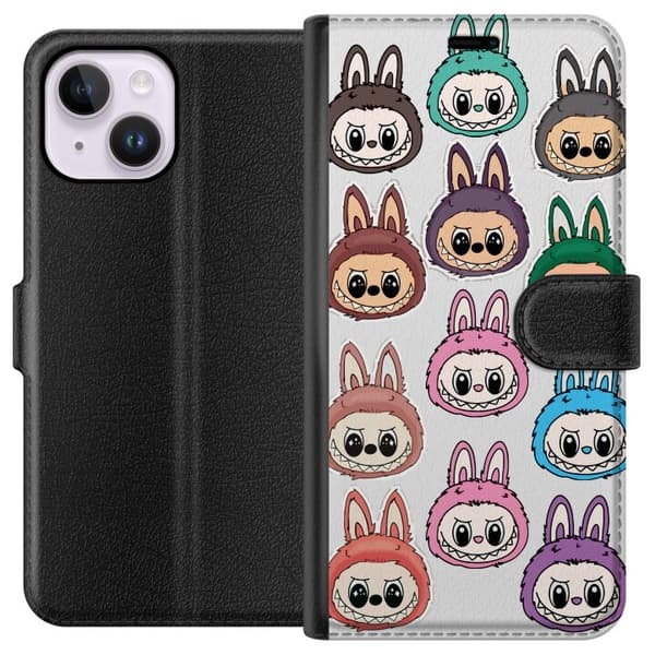 Apple iPhone 15 Plus Lompakkokotelo Labubu Macaron Monster - Söpö Keräilyfiguuri Tyylillä