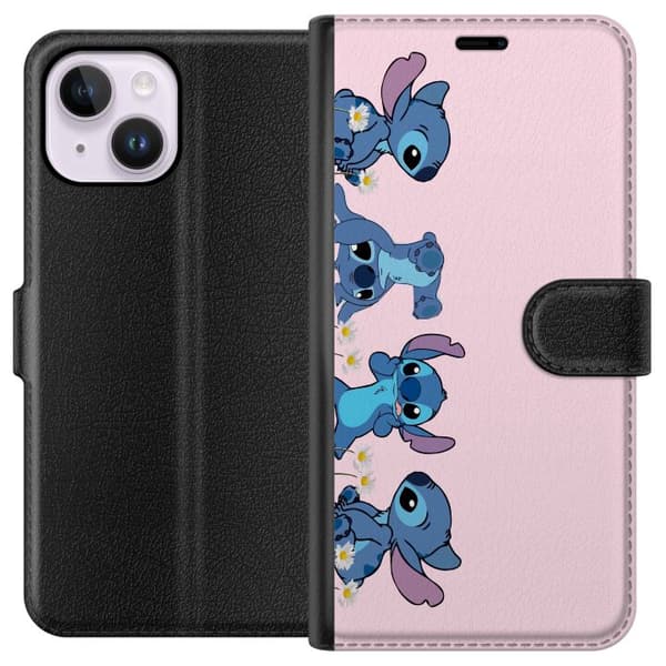 Apple iPhone 15 Plus Tegnebogsetui  Stitch Grin & Leg – Perfekt til Telefoncovers eller Plakater