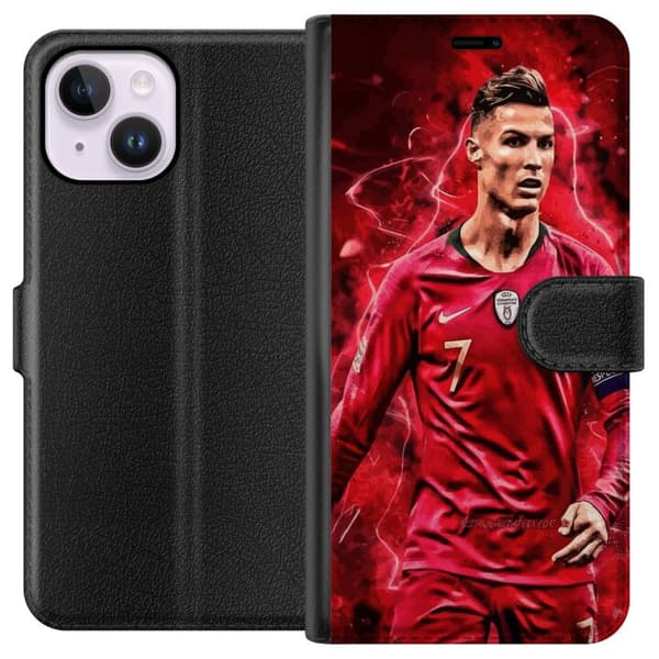Apple iPhone 15 Plus Tegnebogsetui Ronaldo Færdigheder - CR7 Design for Ægte Fans