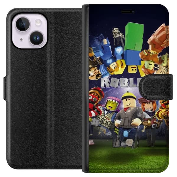 Apple iPhone 15 Plus Lompakkokotelo Roblox Maailma - Pelaamisseikkailu Lapsille ja Nuorille