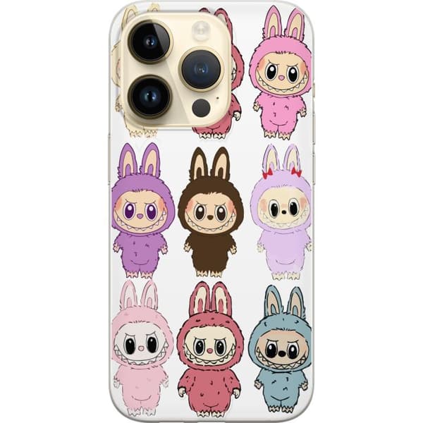 Apple iPhone 15 Pro Läpinäkyvä kuori Labubu Pink Monster - Popkulttuuri Kawaii-kosketuksella