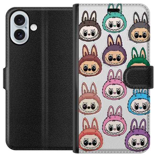 Apple iPhone 16 Plus Lompakkokotelo Labubu Macaron Monster - Söpö Keräilyfiguuri Tyylillä