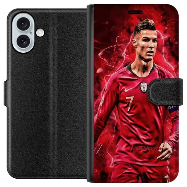 Apple iPhone 16 Plus Lompakkokotelo Ronaldon Taidot - CR7 Suunnittelu Aidolle Kannattajalle