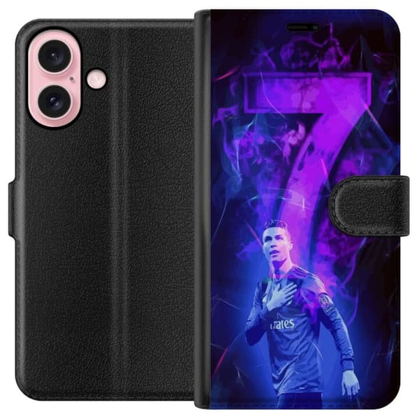 Apple iPhone 16 Lompakkokotelo Ronaldo 7 - Jalkapallolegenda Toiminnassa Fanien Puolesta