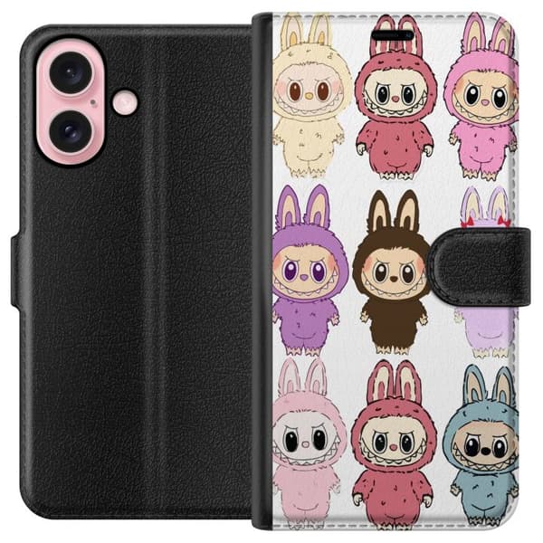 Apple iPhone 16 Lompakkokotelo Labubu Pink Monster - Popkulttuuri Kawaii-kosketuksella