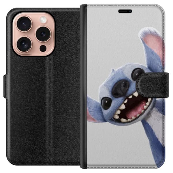 Apple iPhone 16 Pro Plånboksfodral Stitch i Fart – Kawaii Design för Fans & Barn
