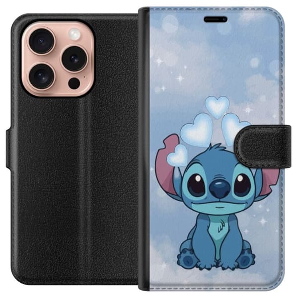 Apple iPhone 16 Pro Plånboksfodral Stitch Hoppande Glädje – Rolig Design för Present
