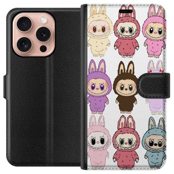 Apple iPhone 16 Pro Plånboksfodral Labubu Pink Monster – Popkonst med Kawaii-touch