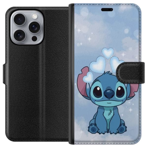 Apple iPhone 16 Pro Max Plånboksfodral Stitch Hoppande Glädje – Rolig Design för Present