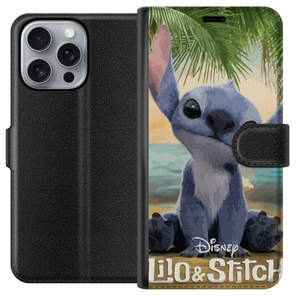 Apple iPhone 16 Pro Max Plånboksfodral Stitch Kärleksfull – Med Hjärtan & Kawaii-känsla