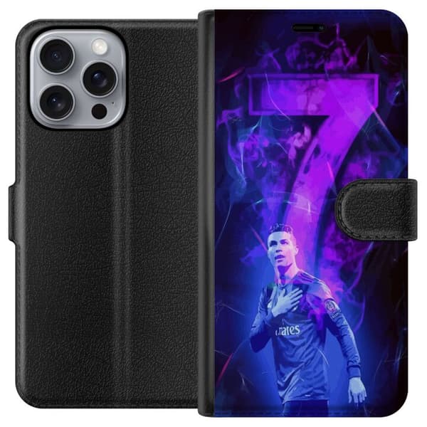 Apple iPhone 16 Pro Max Plånboksfodral Ronaldo 7 – Fotbollslegend i Action för Fans