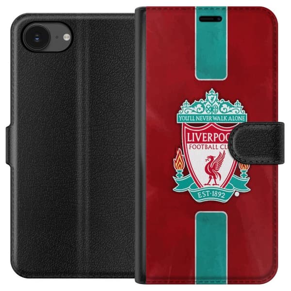 Apple iPhone 16e Lompakkokotelo Liverpool FC - Klassinen jalkapallourheilu Punaisena