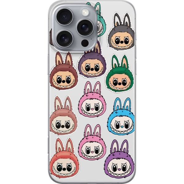 Apple iPhone 16 Pro Max Gennemsigtig cover Labubu Macaron Monster - Nuttet Samlefigur med Stil