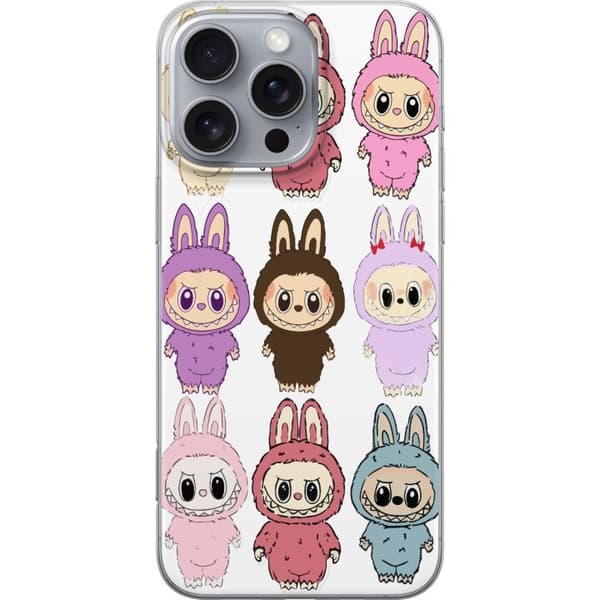 Apple iPhone 16 Pro Max Genomskinligt Skal Labubu Pink Monster – Popkonst med Kawaii-touch