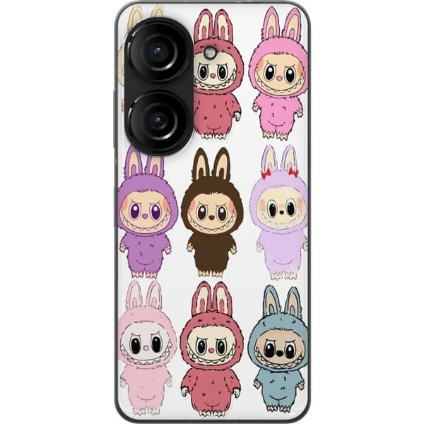 Asus Zenfone 10 Genomskinligt Skal Labubu Pink Monster – Popkonst med Kawaii-touch