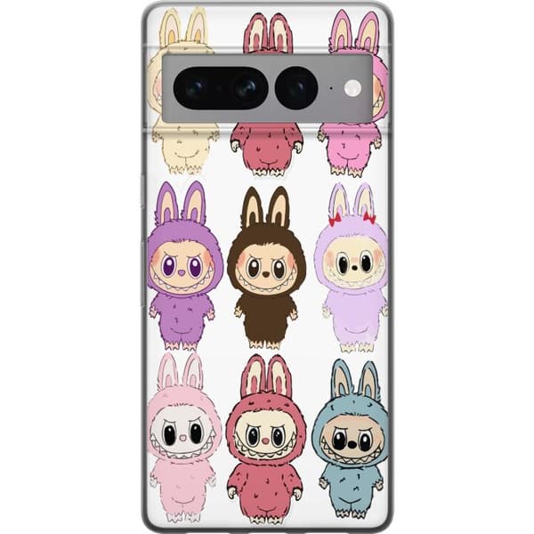 Google Pixel 7 Pro Läpinäkyvä kuori Labubu Pink Monster - Popkulttuuri Kawaii-kosketuksella