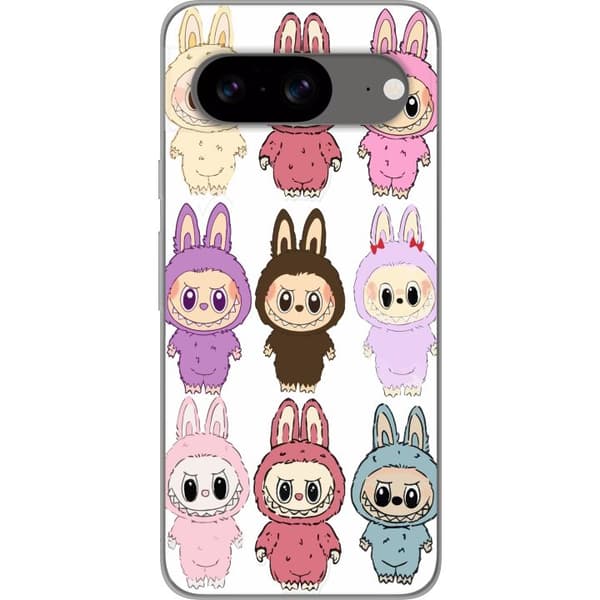 Google Pixel 8 Gjennomsiktig deksel Labubu Pink Monster - Popkunst med Kawaii-touch
