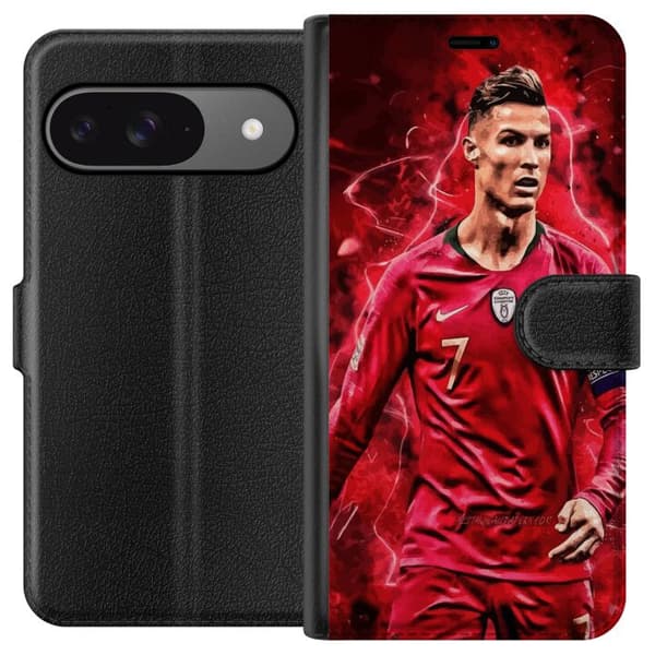 Google Pixel 9 Tegnebogsetui Ronaldo Færdigheder - CR7 Design for Ægte Fans