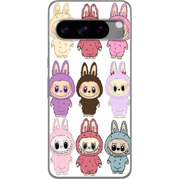 Google Pixel 8 Pro Gennemsigtig cover Labubu Pink Monster - Popkunst med Kawaii-touch