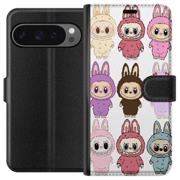 Google Pixel 9 Pro XL Tegnebogsetui Labubu Pink Monster - Popkunst med Kawaii-touch