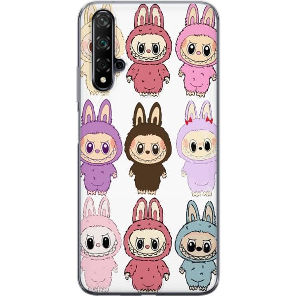 Huawei nova 5T Genomskinligt Skal Labubu Pink Monster – Popkonst med Kawaii-touch