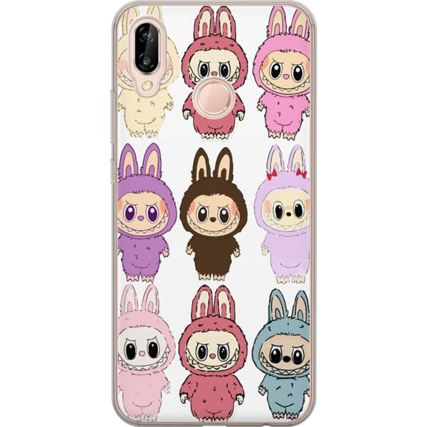Huawei P20 lite Gjennomsiktig deksel Labubu Pink Monster - Popkunst med Kawaii-touch