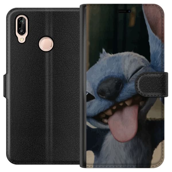 Huawei P20 lite Tegnebogsetui Stitch Sød Alien - Blå Favorit fra Ydre Rummet