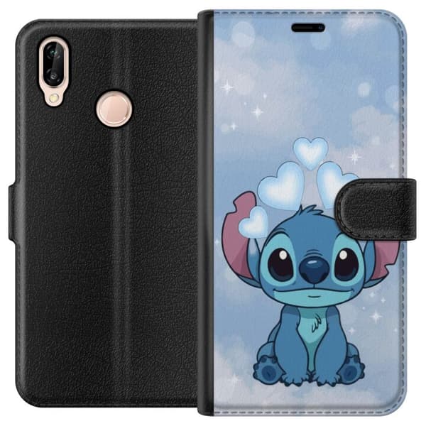 Huawei P20 lite Plånboksfodral Stitch Hoppande Glädje – Rolig Design för Present