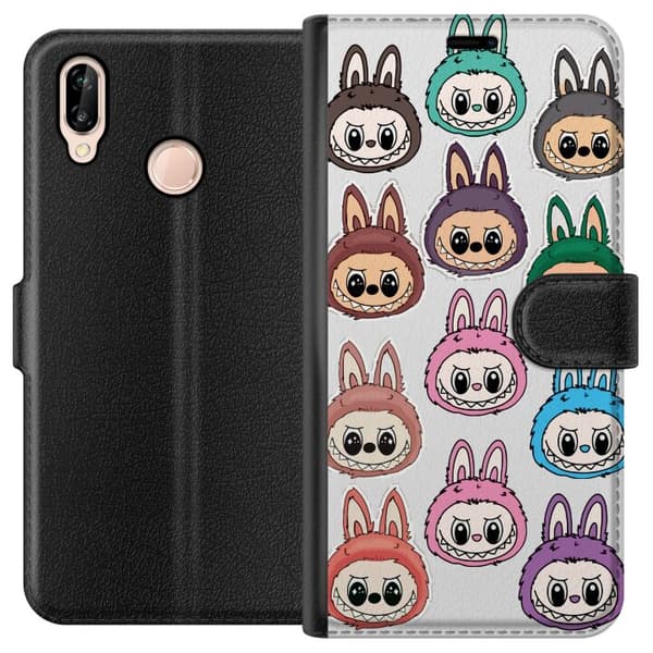 Huawei P20 lite Lompakkokotelo Labubu Macaron Monster - Söpö Keräilyfiguuri Tyylillä