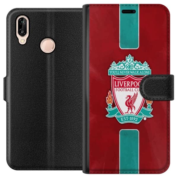 Huawei P20 lite Tegnebogsetui Liverpool FC - Klassisk Fodboldstolthed i Rødt