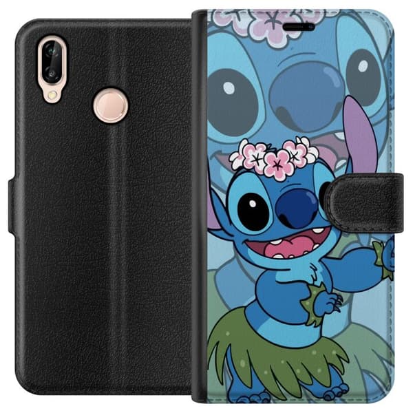 Huawei P20 lite Tegnebogsetui Stitch under Stjernerne - Magisk Anime-stil