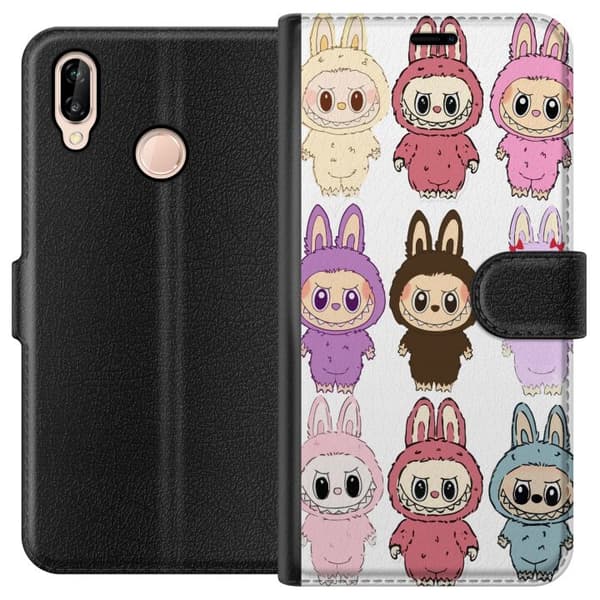 Huawei P20 lite Lompakkokotelo Labubu Pink Monster - Popkulttuuri Kawaii-kosketuksella