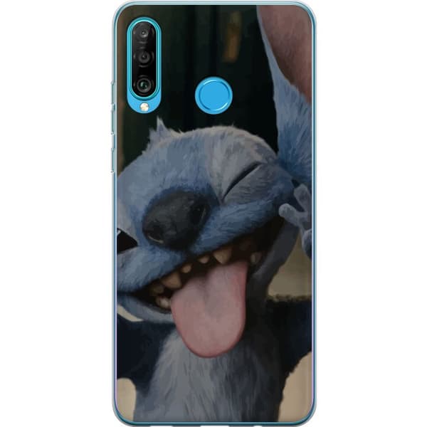 Huawei P30 lite Gennemsigtig cover Stitch Sød Alien - Blå Favorit fra Ydre Rummet