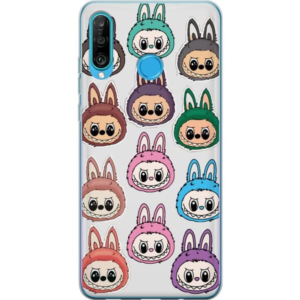 Huawei P30 lite Gjennomsiktig deksel Labubu Macaron Monster - Søt Samlefigur med Stil