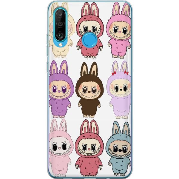 Huawei P30 lite Gjennomsiktig deksel Labubu Pink Monster - Popkunst med Kawaii-touch