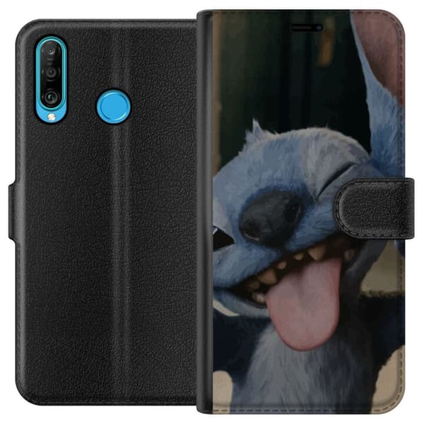 Huawei P30 lite Tegnebogsetui Stitch Sød Alien - Blå Favorit fra Ydre Rummet